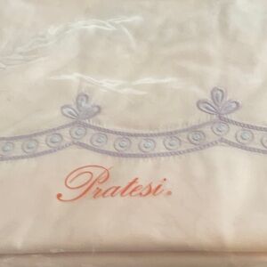 NEW PRATESI KING DUVET & 1 MATCHING EURO SHAM PALE PINK & LAVENDER EMBROIDERY